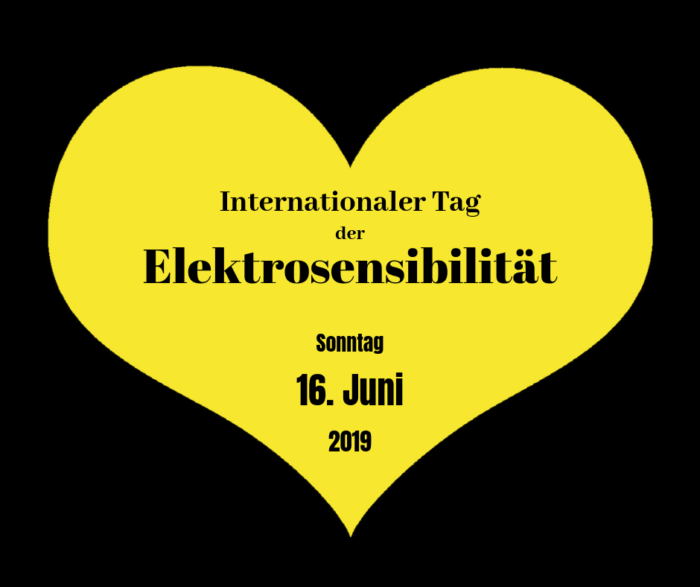 16. Juni- Internationaler Tag der Elektrosensibilität, gelbes Herz