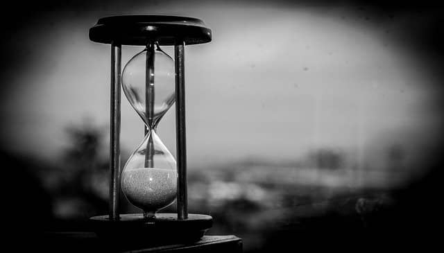 Sanduhr, abgelaufene Zeit